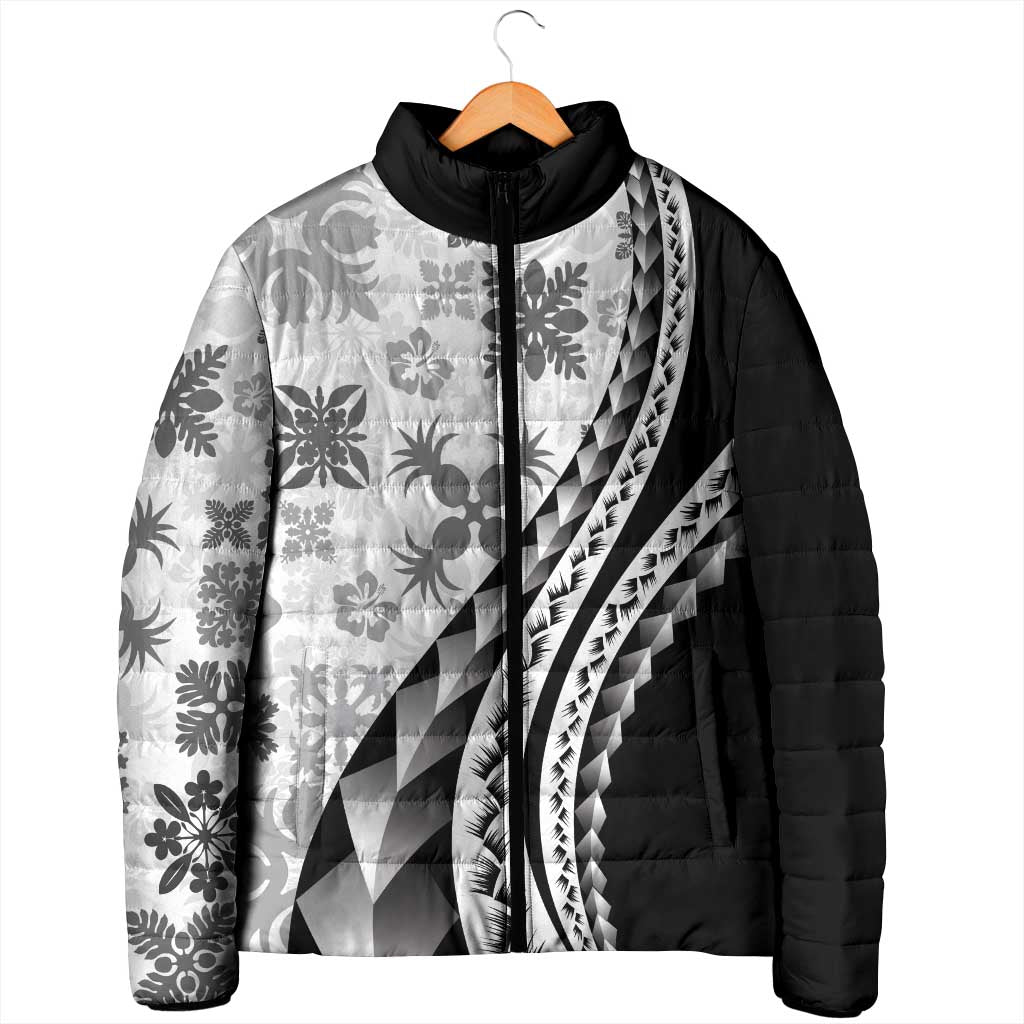 Black Hawaiian Quilt Pattern Padded Jacket Mixed Polynesian Tribal Arty LT9 - Polynesian Pride