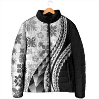 Black Hawaiian Quilt Pattern Padded Jacket Mixed Polynesian Tribal Arty LT9 - Polynesian Pride