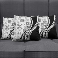 Black Hawaiian Quilt Pattern Pillow Cover Mixed Polynesian Tribal Arty - Polynesian Pride