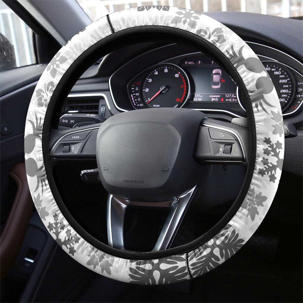 Black Hawaiian Quilt Pattern Steering Wheel Cover Mixed Polynesian Tribal Arty