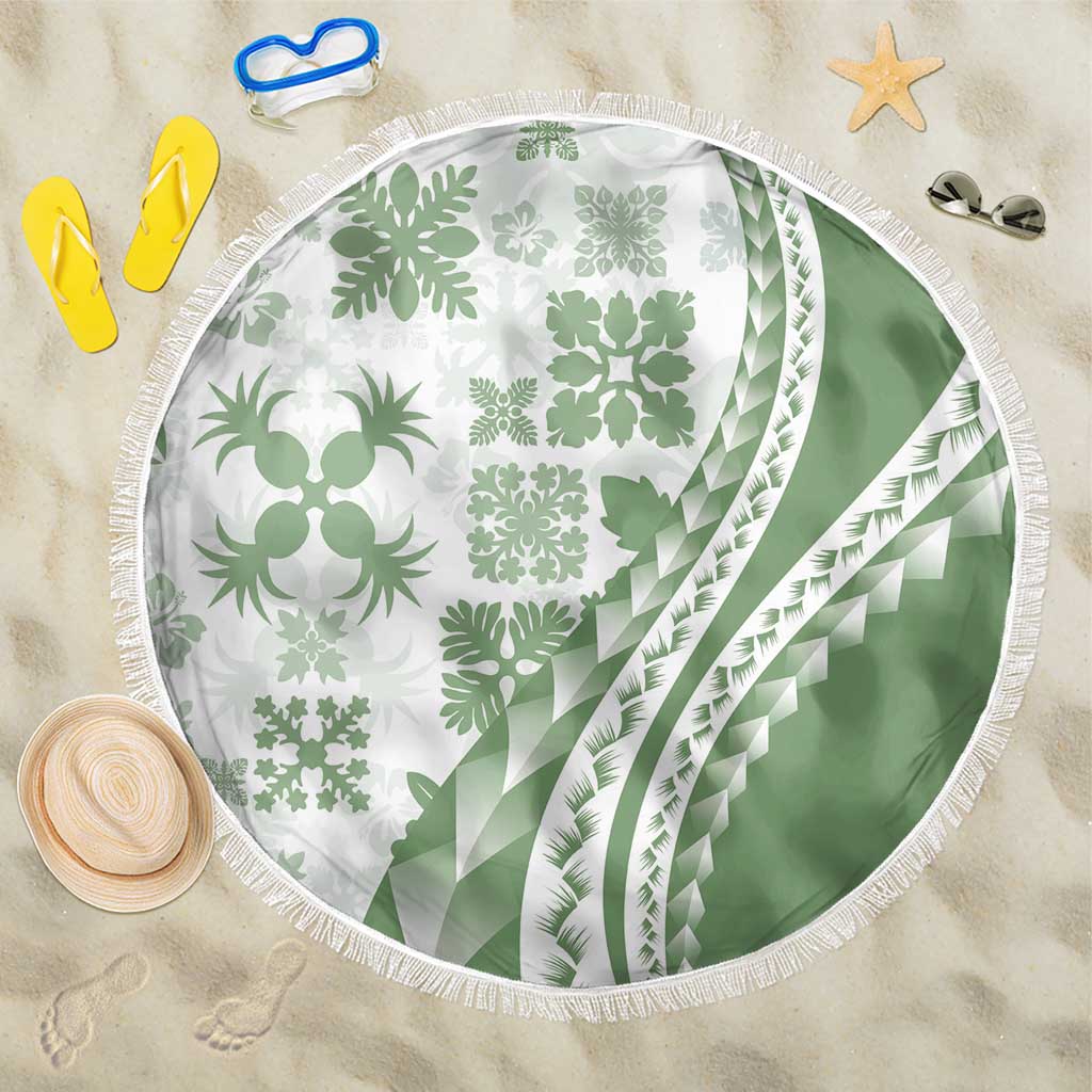 Green Hawaiian Quilt Pattern Beach Blanket Mixed Polynesian Tribal Arty LT9 One Size 150cm Green - Polynesian Pride