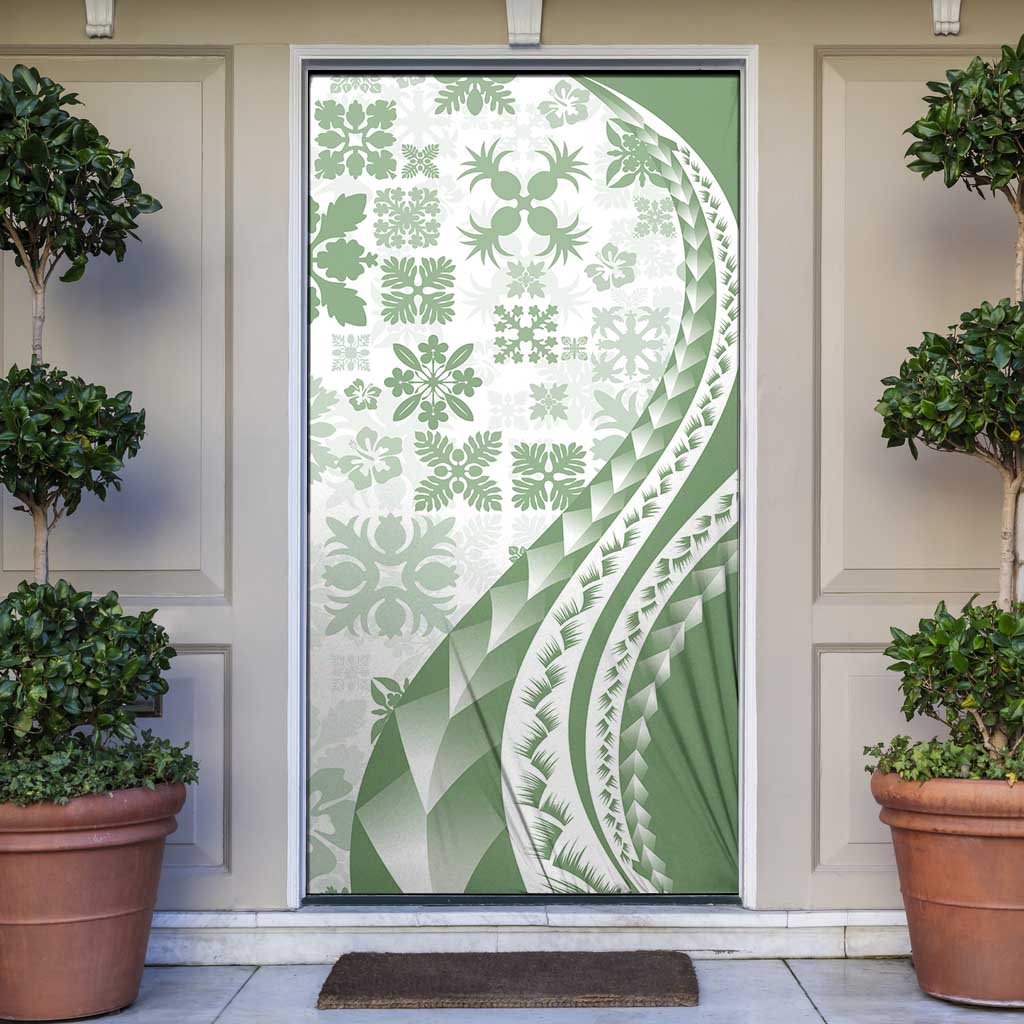 Green Hawaiian Quilt Pattern Door Cover Mixed Polynesian Tribal Arty LT9 Green - Polynesian Pride