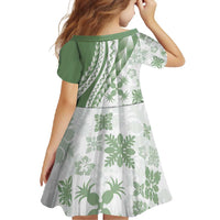 Green Hawaiian Quilt Pattern Family Matching Tank Maxi Dress and Hawaiian Shirt Mixed Polynesian Tribal Arty