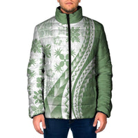 Green Hawaiian Quilt Pattern Padded Jacket Mixed Polynesian Tribal Arty LT9 Men Green - Polynesian Pride