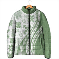 Green Hawaiian Quilt Pattern Padded Jacket Mixed Polynesian Tribal Arty LT9 - Polynesian Pride