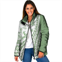 Green Hawaiian Quilt Pattern Padded Jacket Mixed Polynesian Tribal Arty LT9 Women Green - Polynesian Pride