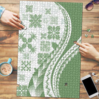 Green Hawaiian Quilt Pattern Puzzle Mixed Polynesian Tribal Arty LT9 Green - Polynesian Pride