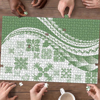 Green Hawaiian Quilt Pattern Puzzle Mixed Polynesian Tribal Arty LT9 - Polynesian Pride