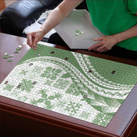 Green Hawaiian Quilt Pattern Puzzle Mixed Polynesian Tribal Arty LT9 - Polynesian Pride