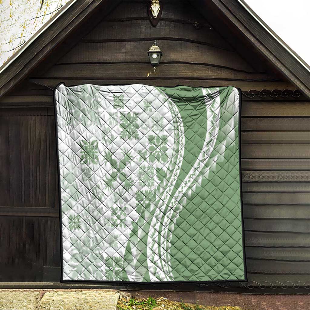 Green Hawaiian Quilt Pattern Quilt Mixed Polynesian Tribal Arty