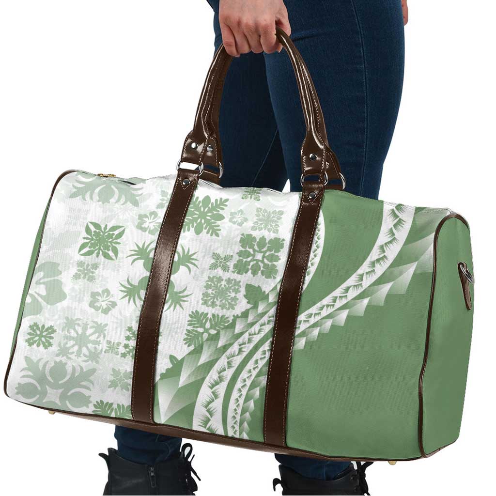 Green Hawaiian Quilt Pattern Travel Bag Mixed Polynesian Tribal Arty - Polynesian Pride