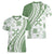 Green Hawaiian Quilt Pattern Women V-Neck T-Shirt Mixed Polynesian Tribal Arty