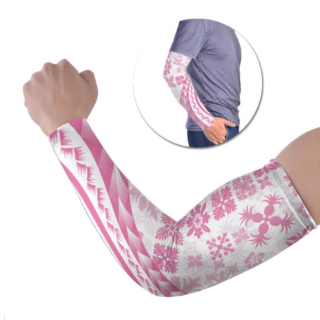 Pink Hawaiian Quilt Pattern Arm Sleeves Mixed Polynesian Tribal Arty LT9 Set of 2 Pink - Polynesian Pride