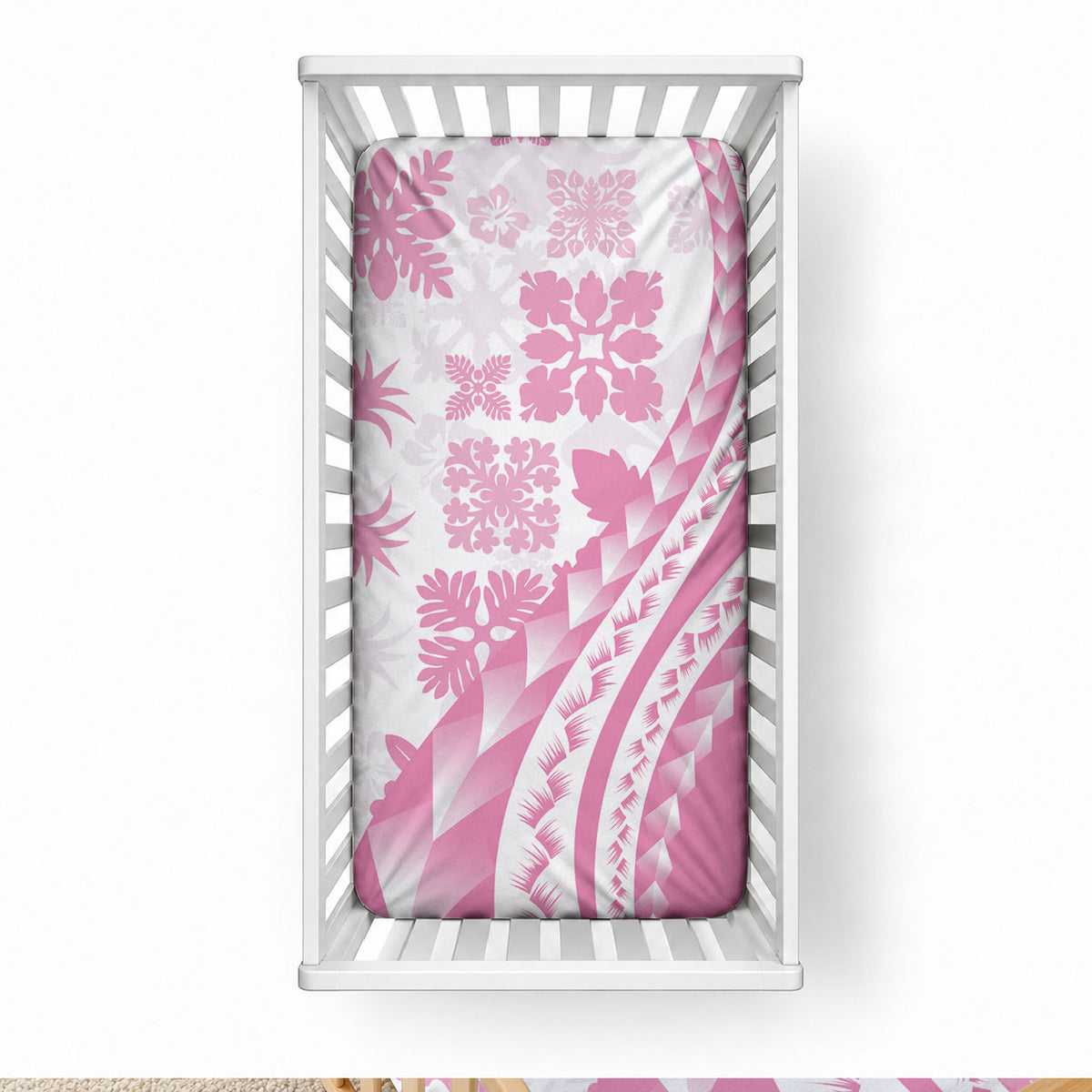 Pink Hawaiian Quilt Pattern Baby Bed Cover Mixed Polynesian Tribal Arty LT9 28 × 52 in Pink - Polynesian Pride