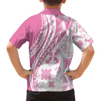 Pink Hawaiian Quilt Pattern Family Matching Long Sleeve Bodycon Dress and Hawaiian Shirt Mixed Polynesian Tribal Arty LT9 - Polynesian Pride