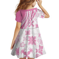 Pink Hawaiian Quilt Pattern Family Matching Off The Shoulder Long Sleeve Dress and Hawaiian Shirt Mixed Polynesian Tribal Arty LT9 - Polynesian Pride