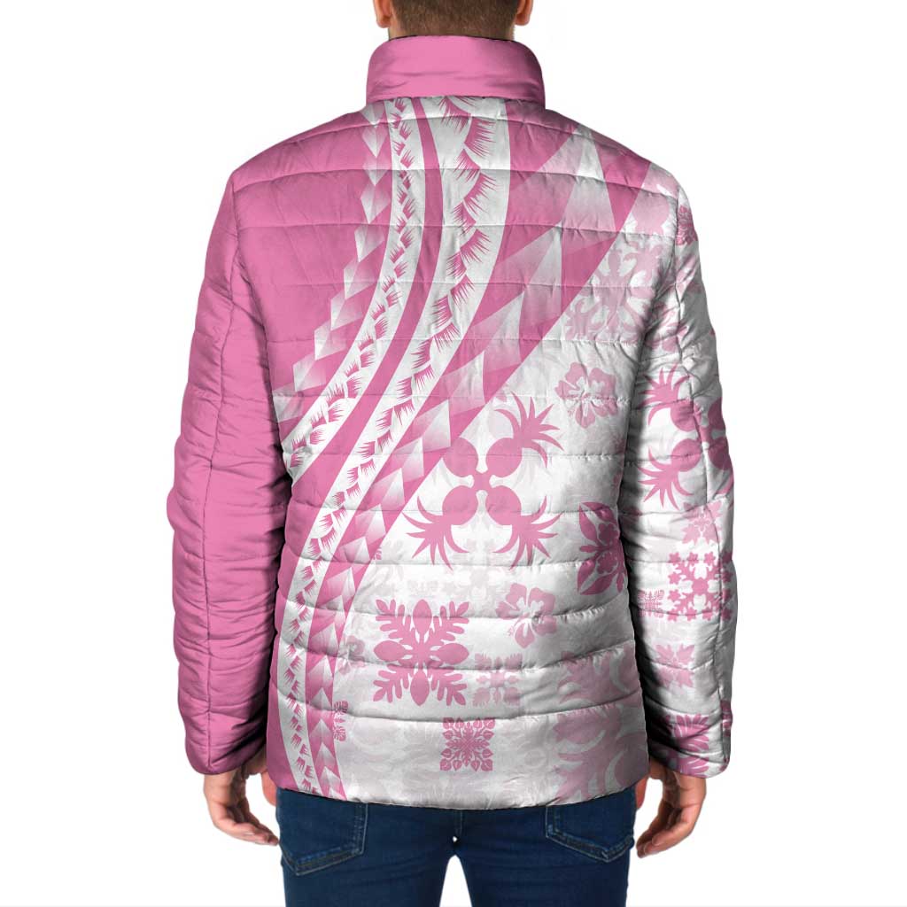 Pink Hawaiian Quilt Pattern Padded Jacket Mixed Polynesian Tribal Arty LT9 - Polynesian Pride