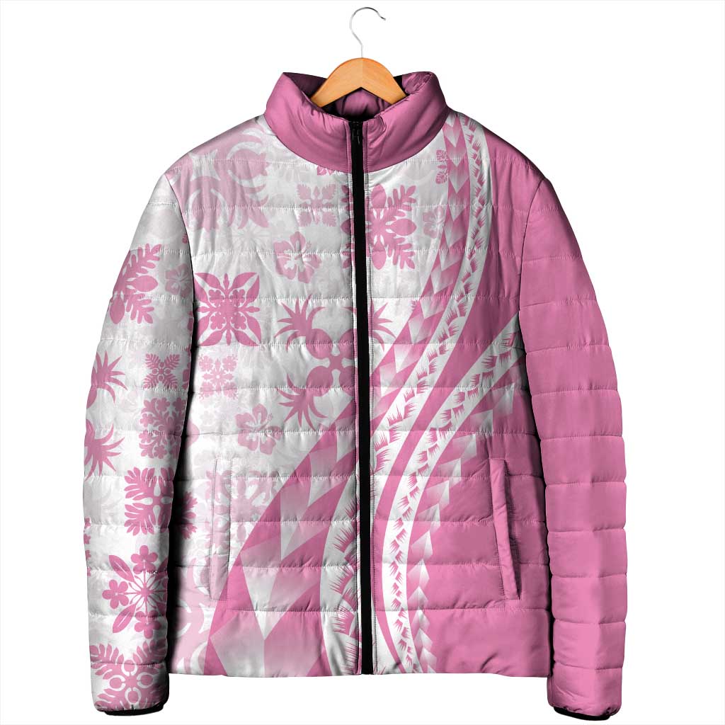 Pink Hawaiian Quilt Pattern Padded Jacket Mixed Polynesian Tribal Arty LT9 - Polynesian Pride