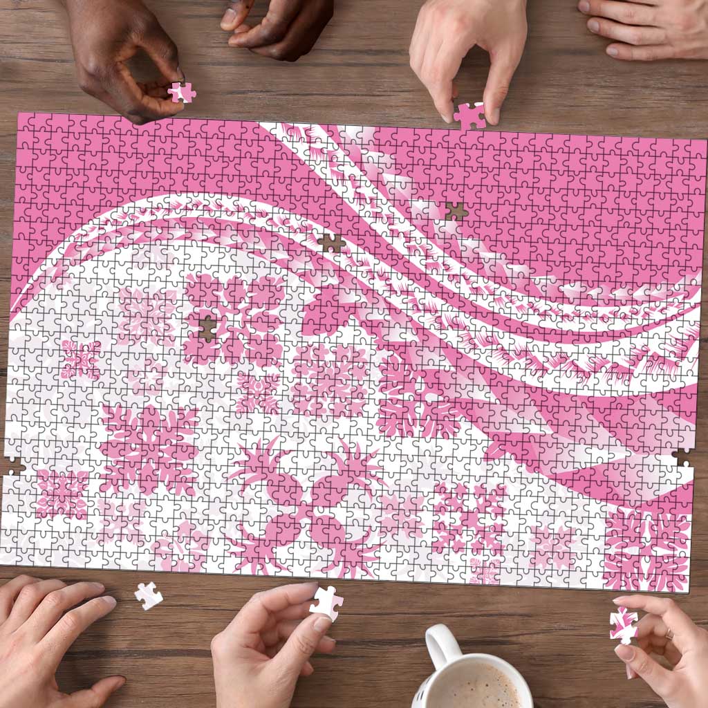 Pink Hawaiian Quilt Pattern Puzzle Mixed Polynesian Tribal Arty LT9 - Polynesian Pride