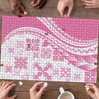 Pink Hawaiian Quilt Pattern Puzzle Mixed Polynesian Tribal Arty LT9 - Polynesian Pride