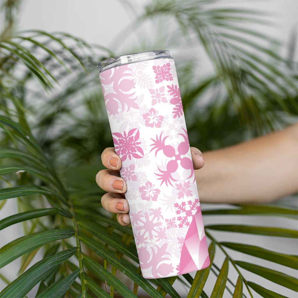 Pink Hawaiian Quilt Pattern Skinny Tumbler Mixed Polynesian Tribal Arty LT9 - Polynesian Pride