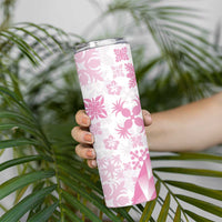 Pink Hawaiian Quilt Pattern Skinny Tumbler Mixed Polynesian Tribal Arty LT9 - Polynesian Pride