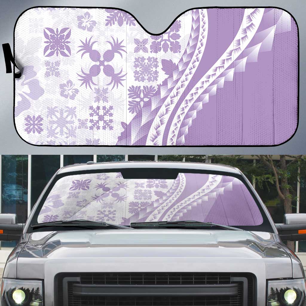 Purple Hawaiian Quilt Pattern Auto Sun Shade Mixed Polynesian Tribal Arty LT9 Purple - Polynesian Pride