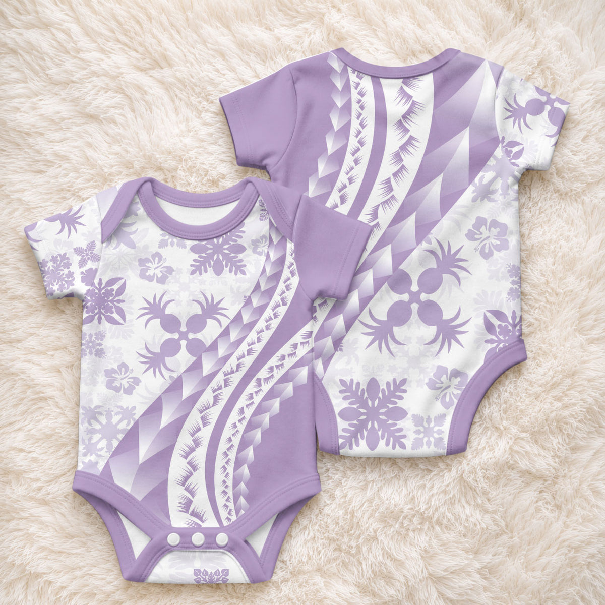 Purple Hawaiian Quilt Pattern Baby Onesie Mixed Polynesian Tribal Arty LT9 - Polynesian Pride