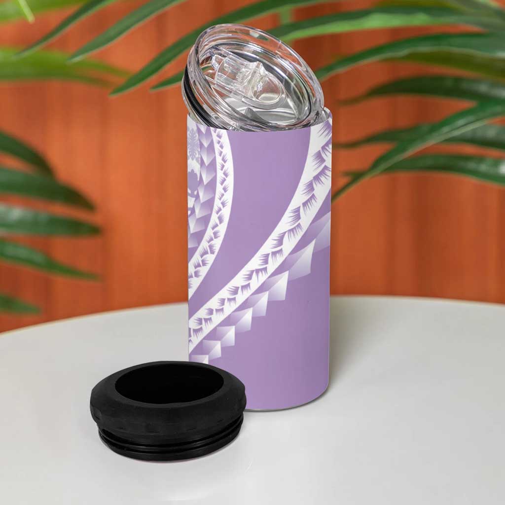 Purple Hawaiian Quilt Pattern 4 in 1 Can Cooler Tumbler Mixed Polynesian Tribal Arty