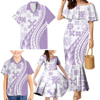 Purple Hawaiian Quilt Pattern Family Matching Mermaid Dress and Hawaiian Shirt Mixed Polynesian Tribal Arty LT9 - Polynesian Pride