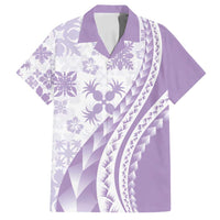 Purple Hawaiian Quilt Pattern Family Matching Off Shoulder Maxi Dress and Hawaiian Shirt Mixed Polynesian Tribal Arty