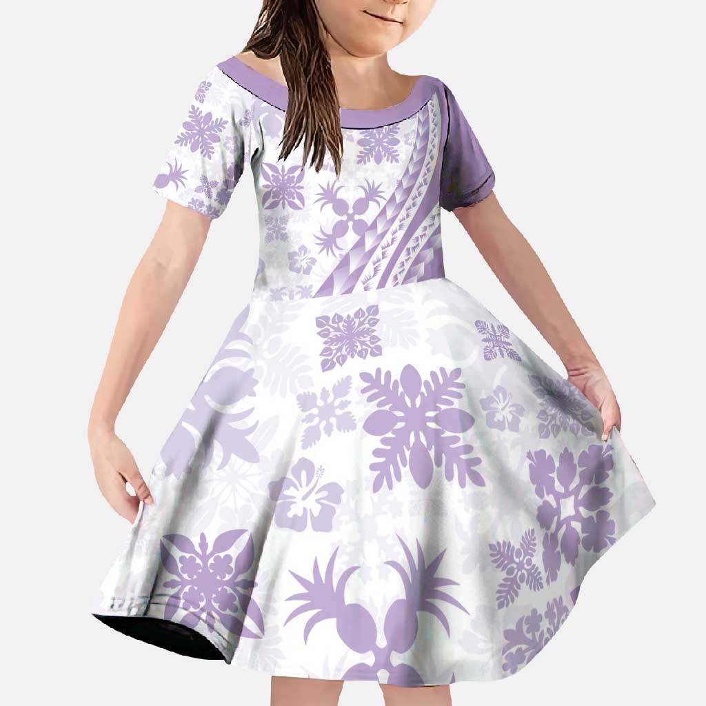Purple Hawaiian Quilt Pattern Family Matching Summer Maxi Dress and Hawaiian Shirt Mixed Polynesian Tribal Arty