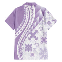 Purple Hawaiian Quilt Pattern Hawaiian Shirt Mixed Polynesian Tribal Arty