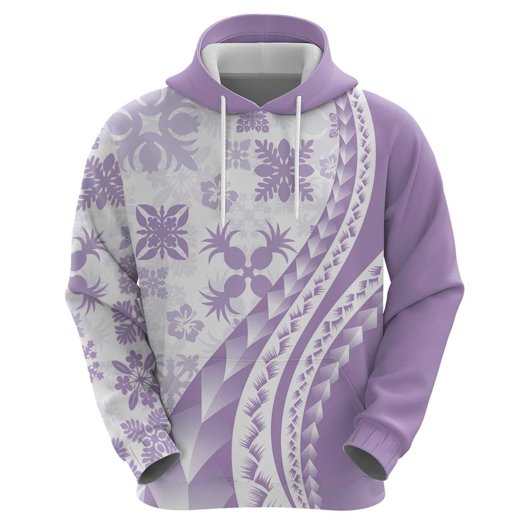 Purple Hawaiian Quilt Pattern Hoodie Mixed Polynesian Tribal Arty