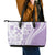 Purple Hawaiian Quilt Pattern Leather Tote Bag Mixed Polynesian Tribal Arty
