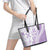 Purple Hawaiian Quilt Pattern Leather Tote Bag Mixed Polynesian Tribal Arty
