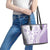 Purple Hawaiian Quilt Pattern Leather Tote Bag Mixed Polynesian Tribal Arty