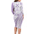 Purple Hawaiian Quilt Pattern Long Sleeve Bodycon Dress Mixed Polynesian Tribal Arty