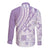 Purple Hawaiian Quilt Pattern Long Sleeve Button Shirt Mixed Polynesian Tribal Arty