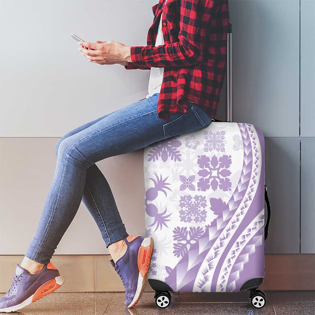 Purple Hawaiian Quilt Pattern Luggage Cover Mixed Polynesian Tribal Arty