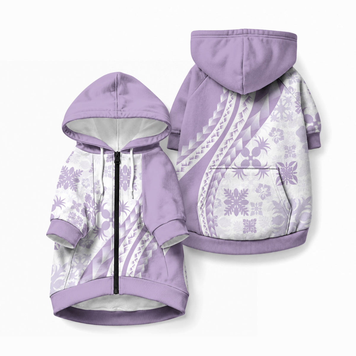 Purple Hawaiian Quilt Pattern Pet Hoodie Mixed Polynesian Tribal Arty LT9 Zip-up Purple - Polynesian Pride