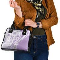 Purple Hawaiian Quilt Pattern Shoulder Handbag Mixed Polynesian Tribal Arty