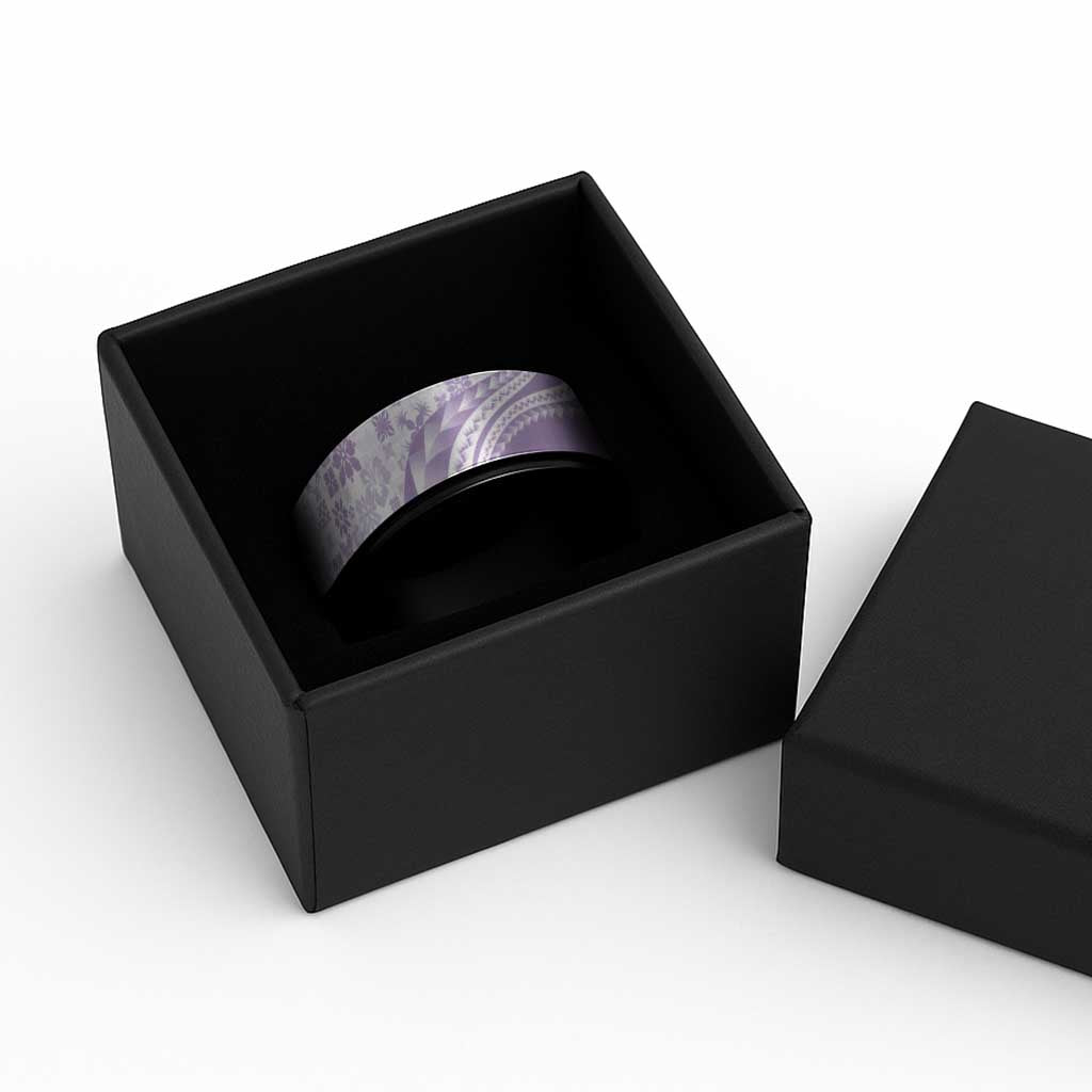 Purple Hawaiian Quilt Pattern Spinner Ring Mixed Polynesian Tribal Arty - Polynesian Pride