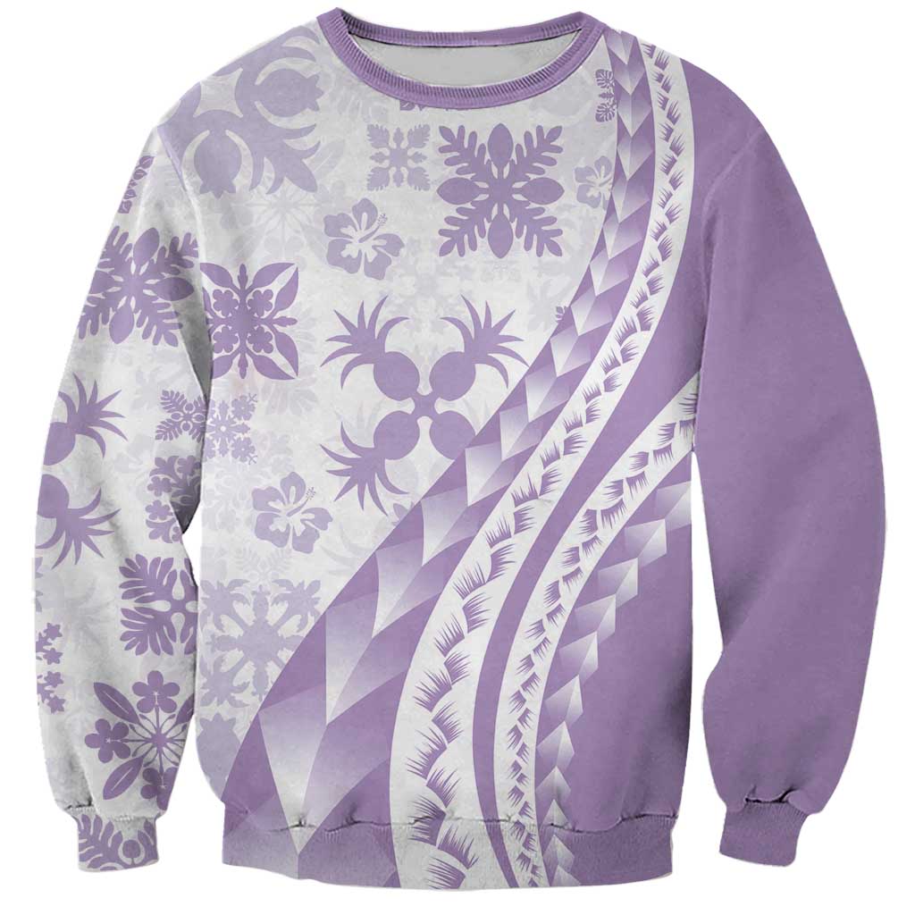 Purple Hawaiian Quilt Pattern Sweatshirt Mixed Polynesian Tribal Arty LT9 Unisex Purple - Polynesian Pride