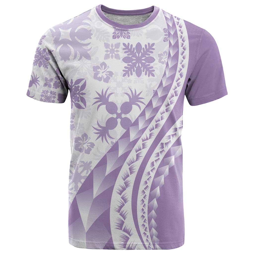 Purple Hawaiian Quilt Pattern T Shirt Mixed Polynesian Tribal Arty