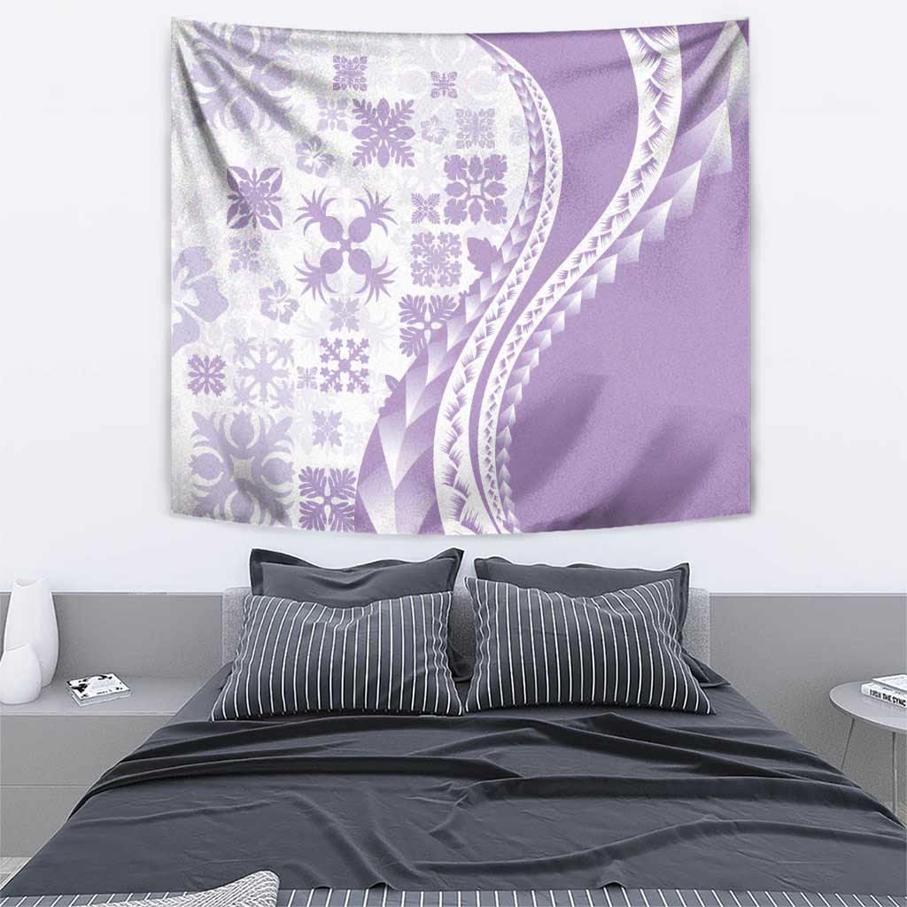 Purple Hawaiian Quilt Pattern Tapestry Mixed Polynesian Tribal Arty