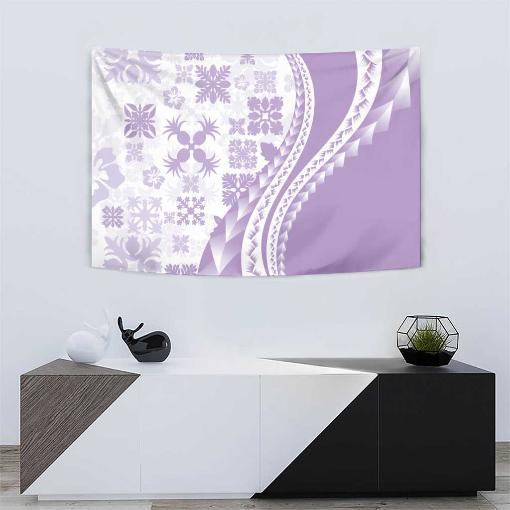 Purple Hawaiian Quilt Pattern Tapestry Mixed Polynesian Tribal Arty
