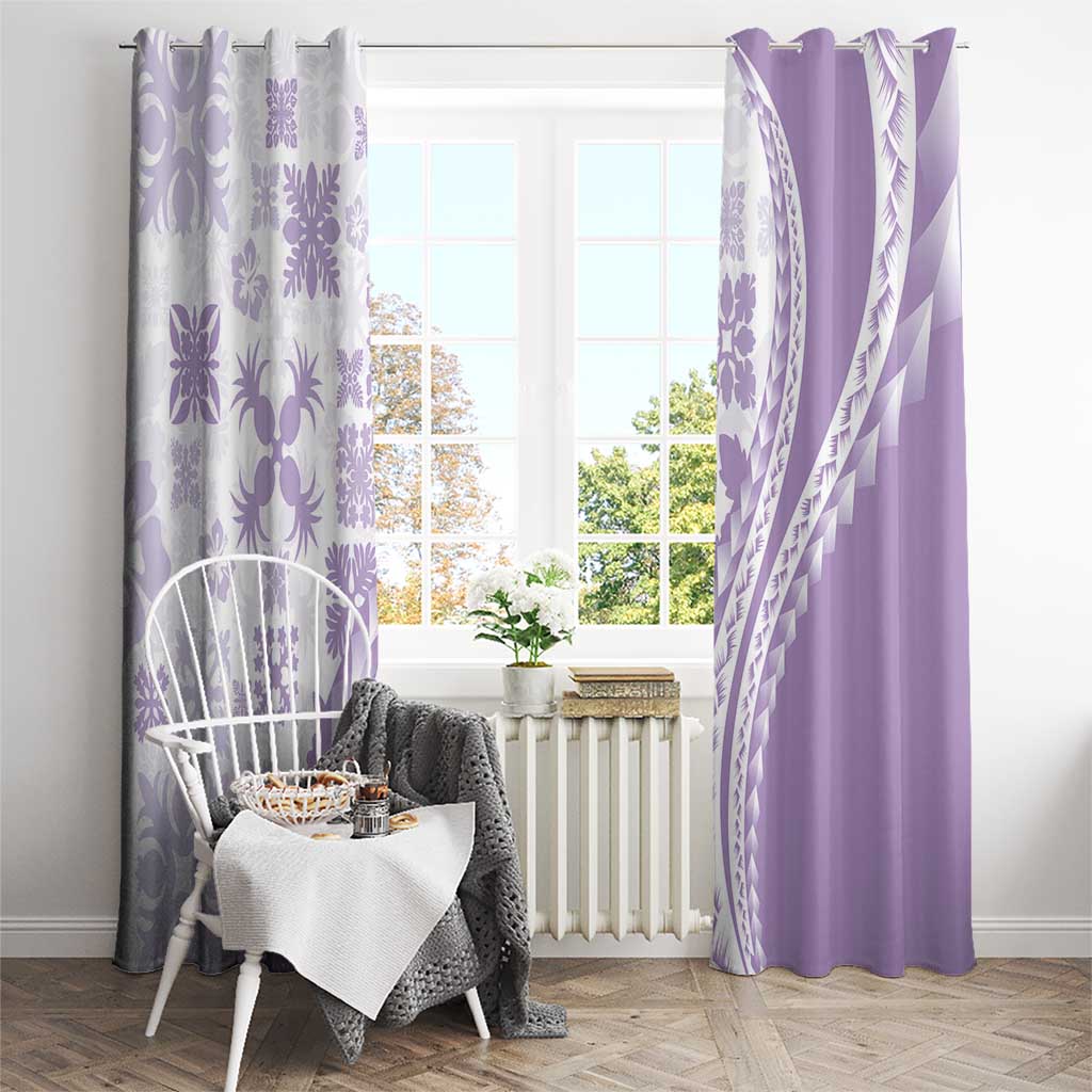 Purple Hawaiian Quilt Pattern Window Curtain Mixed Polynesian Tribal Arty