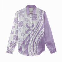 Purple Hawaiian Quilt Pattern Women Casual Shirt Mixed Polynesian Tribal Arty LT9 - Polynesian Pride