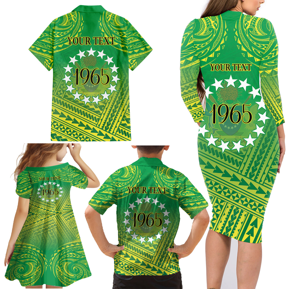Cook Islands Constitution Day Family Matching Long Sleeve Bodycon Dress and Hawaiian Shirt Kuki Airani Since 1965 LT9 - Polynesian Pride